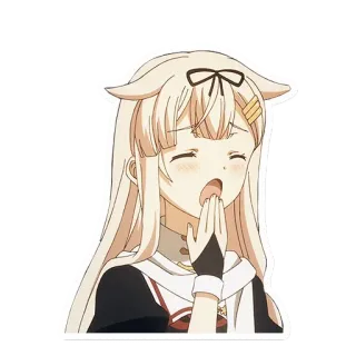 😪 Dziewczyna anime, Ziewanie, Zmęczony/a, Słodki/a, Kawaii telegram sticker