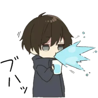 😳 プハーッ anime, drinking, water, cute, relax telegram sticker