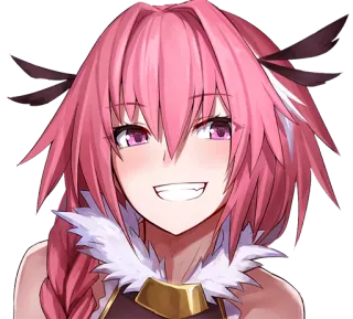 😁 Astolfo anime, mangá, cabelo rosa, sorrindo, personagem telegram sticker