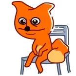 🪑 Dessin animé, Animal, Chat, Chaise, Assis, Orange telegram sticker