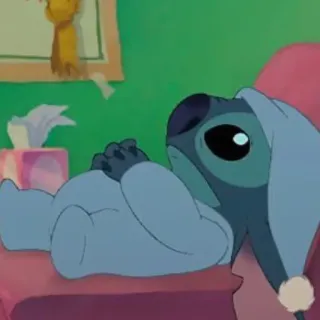 😐 Stitch lui, slaperig, moe, cartoon, Lilo en Stitch telegram sticker