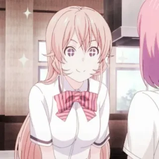 🥘 Anime, Ragazza, Cucina, Capelli Rosa, Cibo, Allegra telegram sticker