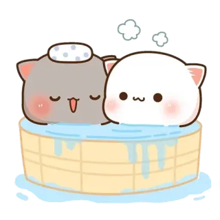 👩‍❤️‍👨 милый, купание, животные, наклейка, кошки, каваий, расслабляющий telegram sticker