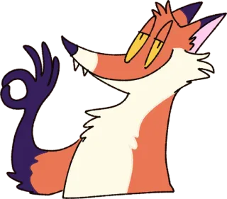 👌 キツネ, 漫画, 動物, OKサイン, 面白い, かわいい telegram sticker