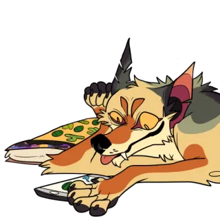 📱 desenho animado, cachorro, pizza, deitado, animação telegram sticker