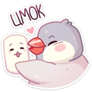 😘 Шмок vogel, marshmallow, schattig, cartoon, liefde, Russisch telegram sticker