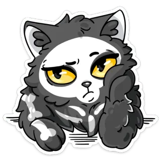 🤨 gato, esqueleto, animal, huesos, mascota, dibujos animados, pegatina, lindo whatsapp sticker