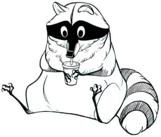 ☕ rakun, binatang, kartun, minum, imut telegram sticker