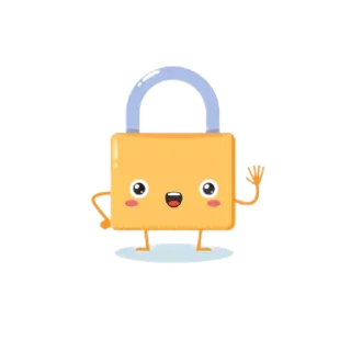 👋 자물쇠, 보안, 귀여운, 만화, 카와이, 잠금, 안전 whatsapp sticker