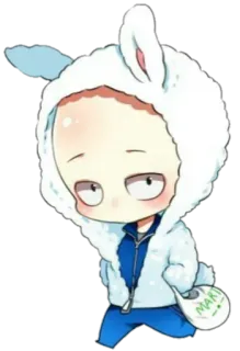 😴 MAK! мультфильм, чиби, кролик, толстовка, милый, сумка для покупок telegram sticker