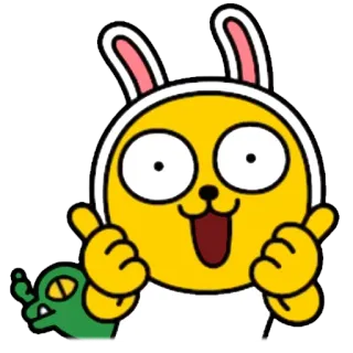 👍 kelinci, emoji, kartun, binatang telegram sticker