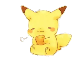 💛 Pikachu pokemon, pikachu, schattig, koffie, ontspannend telegram sticker