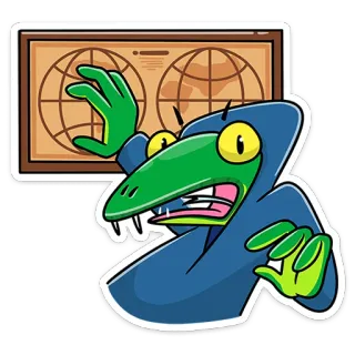 🗺 Eidechse, Monster, Cartoon, Reptil, Karte, Kapuze telegram sticker