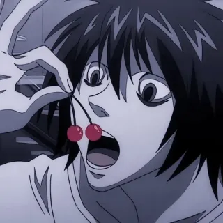 😋 L Lawliet Death Note anime, L, Death Note, detective, cherries telegram sticker