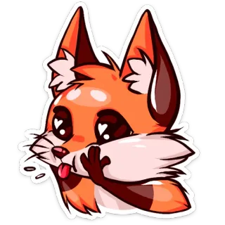 😜 животное, лиса, милый, каваи, наклейка whatsapp sticker