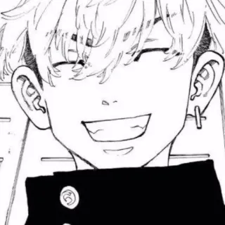 😄 Anime, Manga, Sonrisa, Feliz, Personaje, Blanco y negro telegram sticker