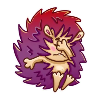 🤦‍♀ hérisson, animal, dessin animé, mignon, autocollant, violet, rouge whatsapp sticker