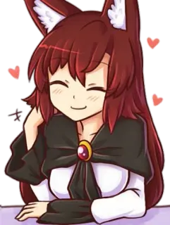 🥰 Anime, Catgirl, Schattig, Harten, Kawaii, Cartoon telegram sticker