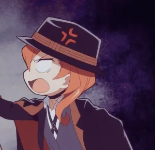 ⛓ Chuuya Nakahara Bungo Stray Dogs Anime, Manga, Zły, Chibi, Postać, Bungo Stray Dogs telegram sticker