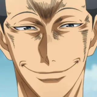 ⚽️ Anime, Homem, Expressão facial, Sorriso irônico, Desenho animado telegram sticker