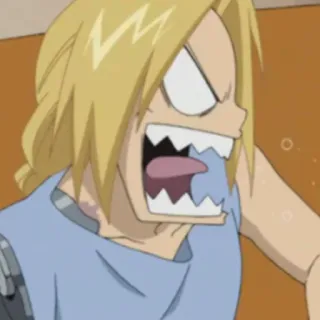 😡 Edward Elric Fullmetal Alchemist อนิเมะ, การ์ตูน, โกรธ, สีหน้า, ตะโกน telegram sticker