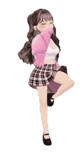 🏃 chica anime, linda, rosa, falda, dibujos animados, animación telegram sticker