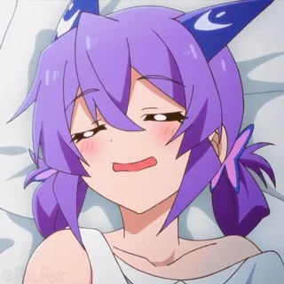 😴 @fx_fak anime, ragazza, capelli viola, assonnata, cartone animato telegram sticker