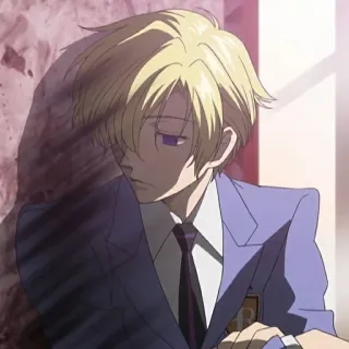 😰 Tamaki Suoh Ouran High School Host Club Anime, Postać, Blondwłosy, Fioletowe oczy, Garnitur telegram sticker