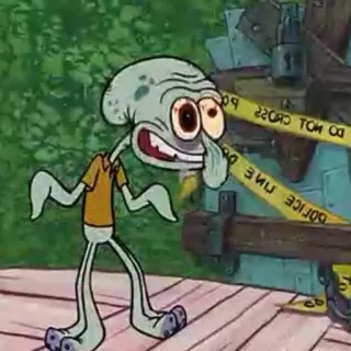 🤪 Squidward Tentacles SpongeBob SquarePants DO NOT CROSS POLICE LINE Мультфильм, Сквидвард, Полиция, Линия, Не пересекать telegram sticker