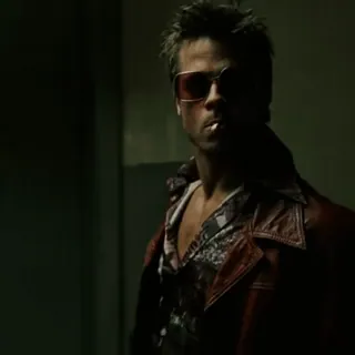 😎 Tyler Durden Fight Club El club de la lucha, Tyler Durden, Brad Pitt, Película, Película de culto, Fumando, Chaqueta roja telegram sticker