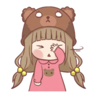 🤦‍♀️ Мультфильм, Девочка, Милый, Медведь, Каваий, Наклейка telegram sticker