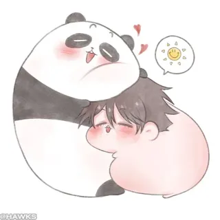 ⚫️ Panda, Peluk, Lucu, Binatang, Persahabatan, Kartun telegram sticker