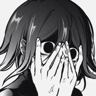 🏁 Anime, Manga, Gesicht, Cover, verängstigt, nervös, Augen whatsapp sticker
