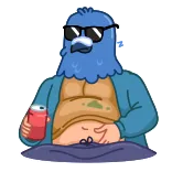 😴 bird, humanoid, sunglasses, beer belly, relaxing telegram sticker