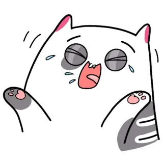 😝 แมว, ร้องไห้, เศร้า, การ์ตูน, สติกเกอร์, อิโมจิ telegram sticker