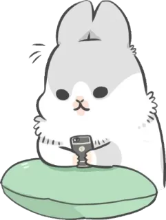 😕 bunny, rabbit, cute, animal, pillow, phone telegram sticker