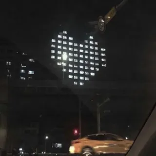 🤍 heart, lights, city, building, night, urban telegram sticker