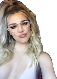 👄 woman, selfie, blonde, glasses, pose telegram sticker