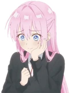 π anime girl, pink hair, cute, school uniform, cartoon, female, character, manga telegram sticker