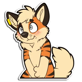 😳 furry, feline, tiger, cartoon, shy, blushing, sticker telegram sticker
