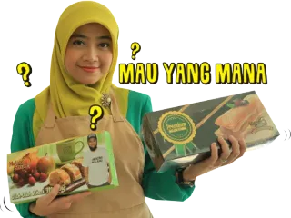 😄 MAU YANG MANA Frau, Essen, Produkt, Indonesisch, Hijab, Frage whatsapp sticker