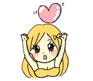 😮 Cartoon, Mädchen, süß, Herz telegram sticker