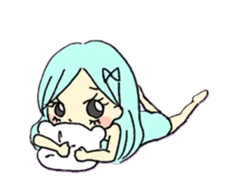 😡 chibi, niedlich, Mädchen, Anime, Kissen telegram sticker