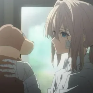 💈 Violet Evergarden Anime, Personaje, Violet Evergarden, Chica, Oso de peluche telegram sticker