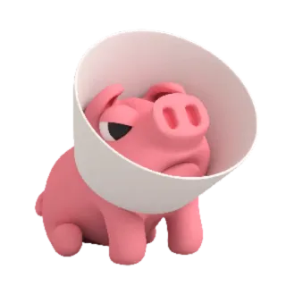 😷 Cochon, Cône, Triste, Animal, Rose, Malade telegram sticker