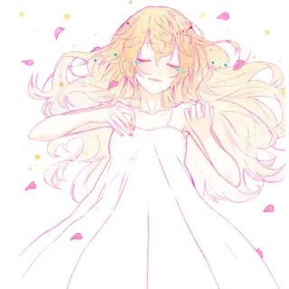🎻 Anime, Donna, Vestito, Ragazza, Bionda, Lacrime telegram sticker