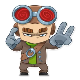 😠 Piloto, Steampunk, Aviador, Personagem, Desenho animado telegram sticker