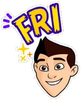 😚 FRI Vendredi, Week-end, Fête, Joyeux, Personnage de dessin animé whatsapp sticker