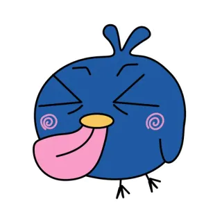 😝 pájaro, dibujo animado, lengua, mono, divertido, azul, descarado whatsapp sticker
