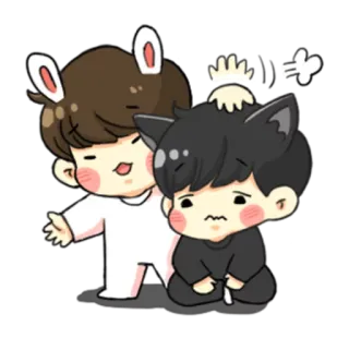 😉 Kartun, Telinga kelinci, Telinga kucing, Lucu, Kawaii, Anime whatsapp sticker